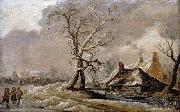 Jan van Goyen Winter Landscape with Farmhouses along a Ditch. Germany oil painting artist
